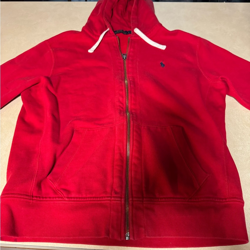 Red Polo Zip-Up Hoodie